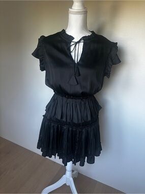 Title: Reset by Jane Black Satin Ruffle Mini Dress Size M